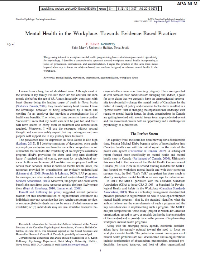 Read more about the article Kevin Kelloway Article