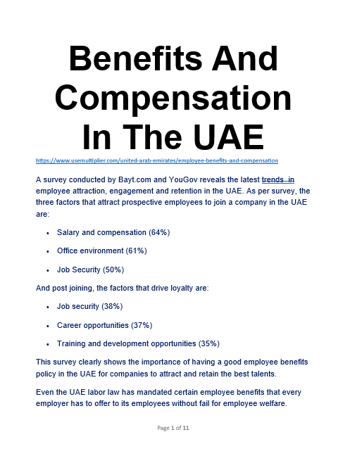 Read more about the article Benefits And Compensation In The UAE