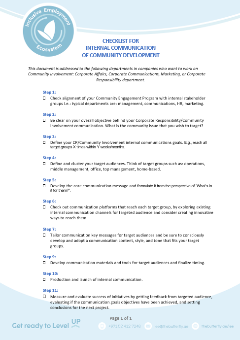 Read more about the article Checklist for internal communication of Community Involvement