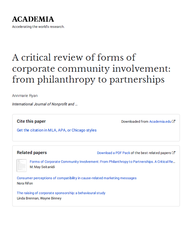 Read more about the article Forms of Corporate Community Involvement